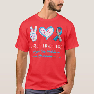 Peace Love Type one Diabetes awareness men women k T-Shirt