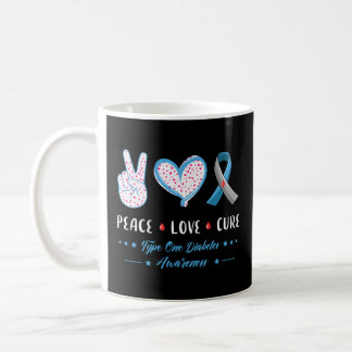 Peace Love Type one Diabetes awareness men women T Coffee Mug