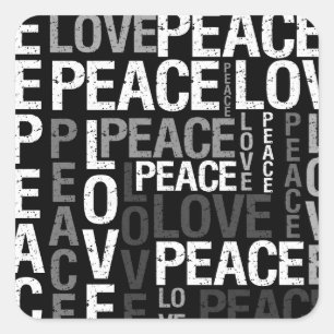 Peace Love Typography Square Sticker