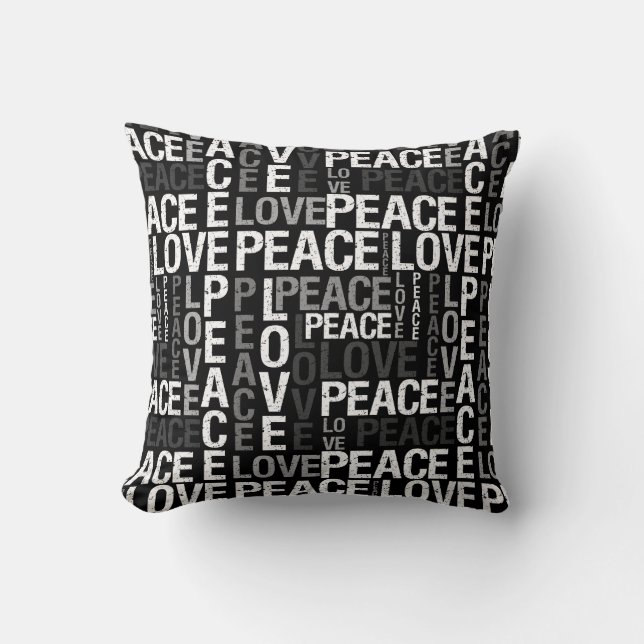 Peace Love Typography Throw Pillow (Front)