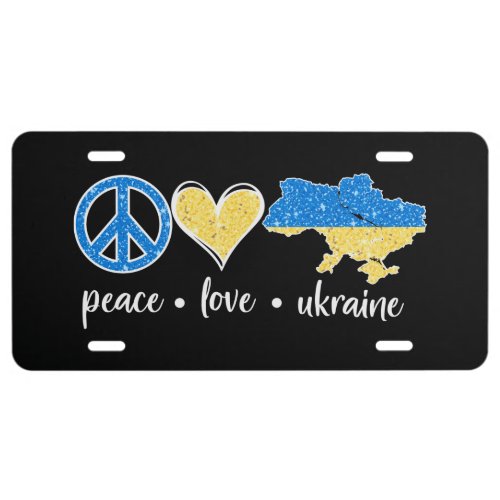 PEACE LOVE UKRAINE BLUE  YELLOW LICENSE PLATE