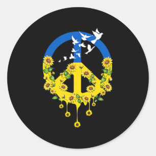 Peace Love Ukraine Dove Ukraine Sunflower Ukrainia Classic Round Sticker