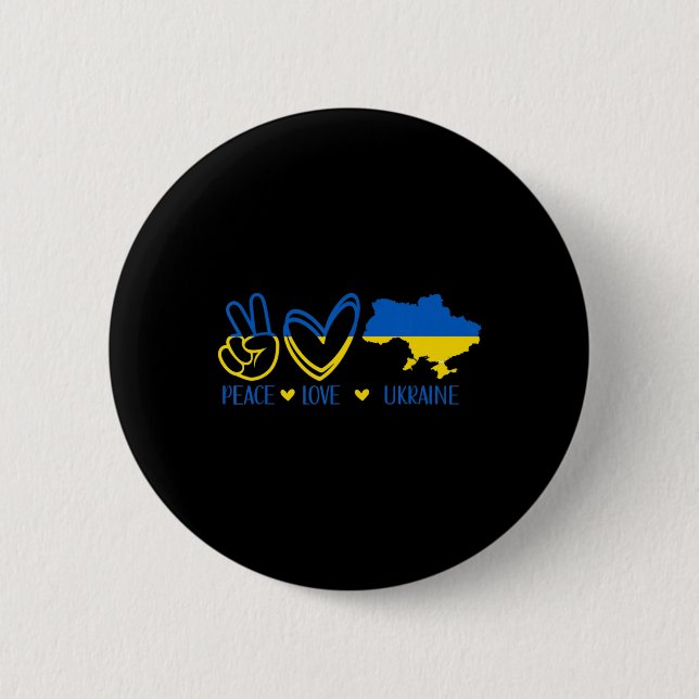 Peace Love Ukraine Support Ukrainian Flag Peace Lo Button (Front)