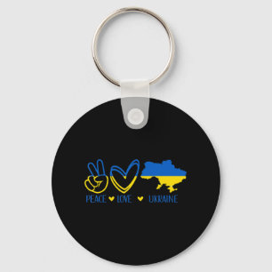 Peace Love Ukraine Support Ukrainian Flag Peace Lo Keychain