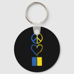 Peace Love Ukraine Ukrainian Flag Apparel Keychain