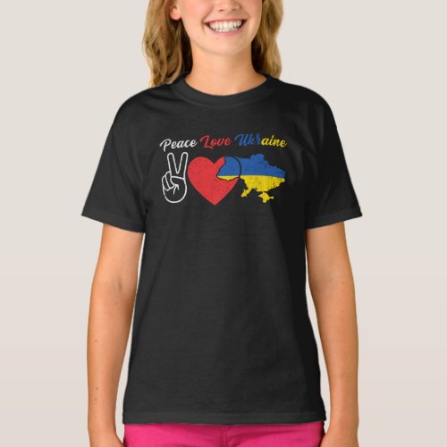Peace Love Ukraine Ukrainian Flag Heart T_Shirt