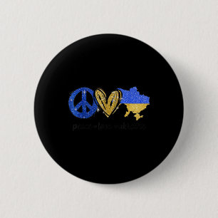 Peace Love Ukraine Ukrainian Flag I Stand With Ukr Button