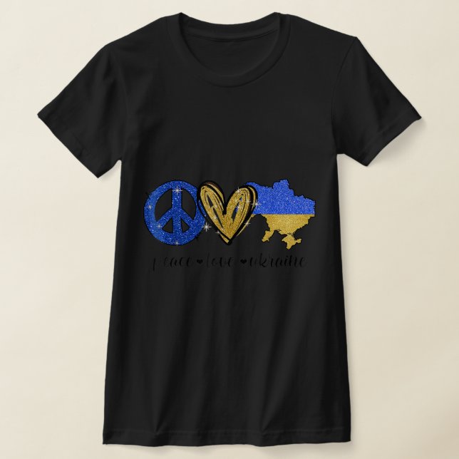 Peace Love Ukraine Ukrainian Flag I Stand With Ukr T-Shirt (Laydown)
