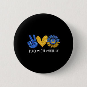 Peace Love Ukraine Ukrainian Flag Peace in Ukraine Button