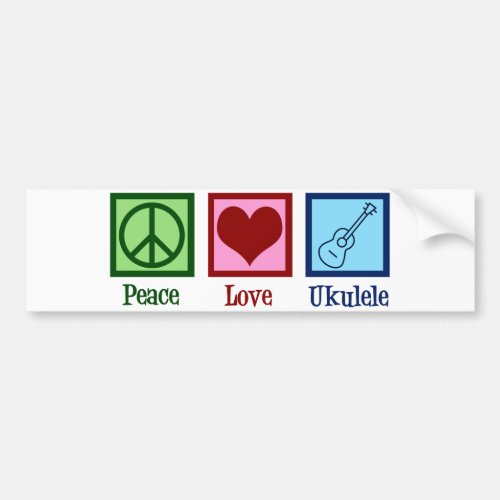 Peace Love Ukulele Bumper Sticker