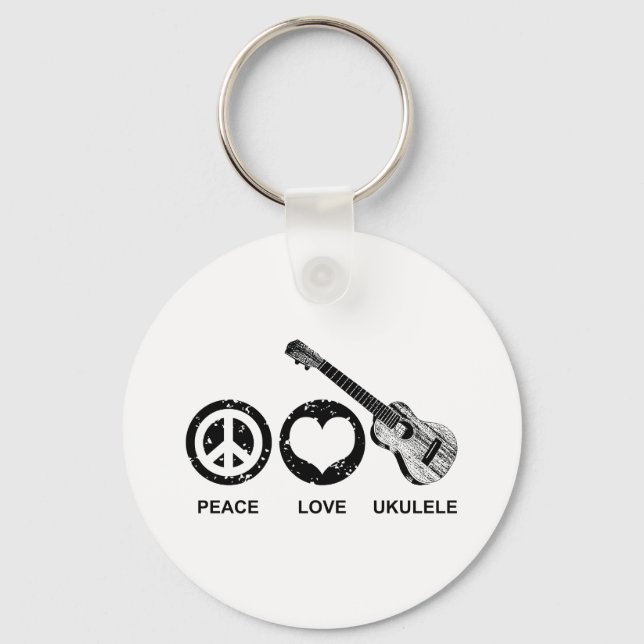Peace Love Ukulele Keychain (Front)