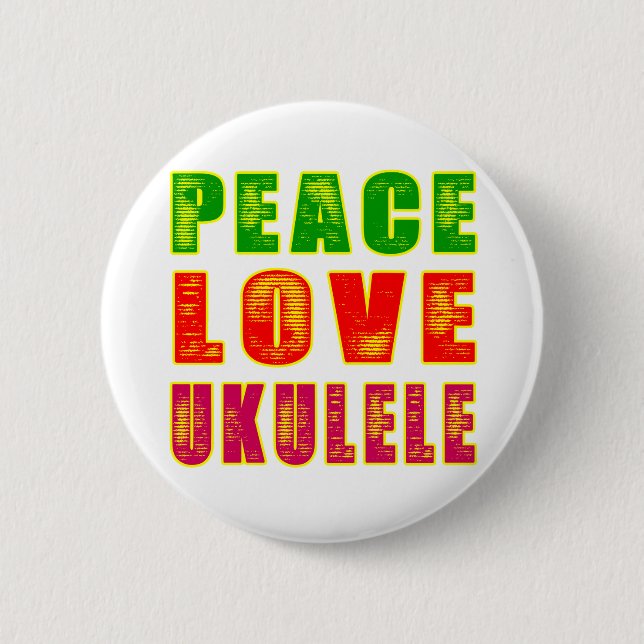 Peace Love Ukulele Pinback Button (Front)