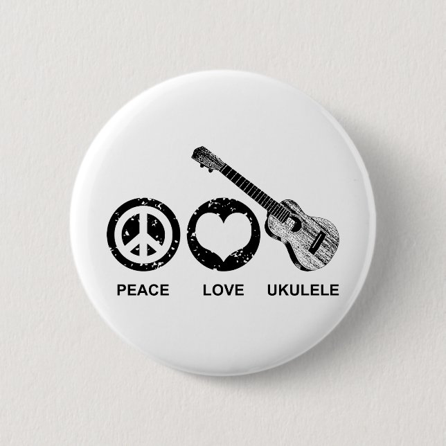 Peace Love Ukulele Pinback Button (Front)