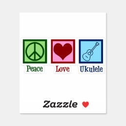 Peace Love Ukulele Player Sticker