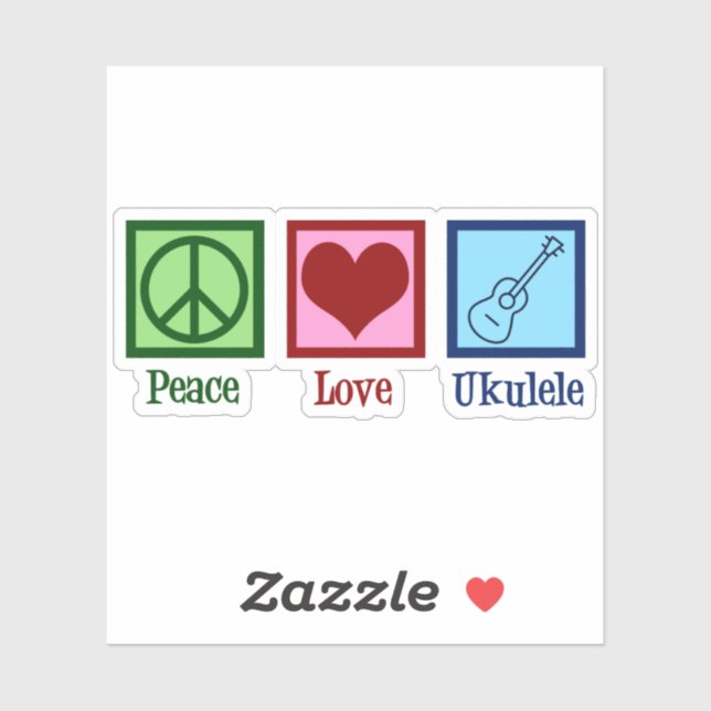 Peace Love Ukulele Player Sticker (Sheet)