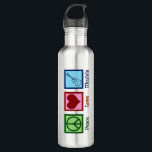 Peace Love Ukulele Stainless Steel Water Bottle<br><div class="desc">Peace Love Ukulele. Cute ukuleles player gift featuring a cool peace sign,  heart,  and uke instrument.</div>