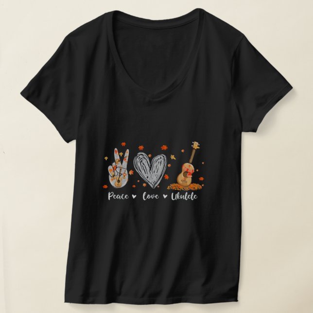 Peace Love Ukulele T-Shirt (Laydown)