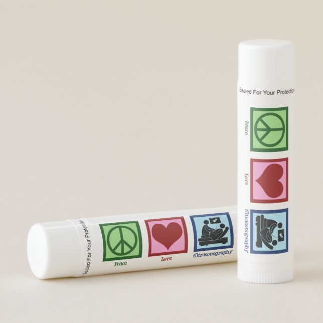 Peace Love Ultrasonography Ultrasound Technician Lip Balm (Front)