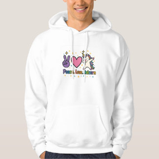 Peace Love Unicorn Cute Rainbow Dab Hoodie
