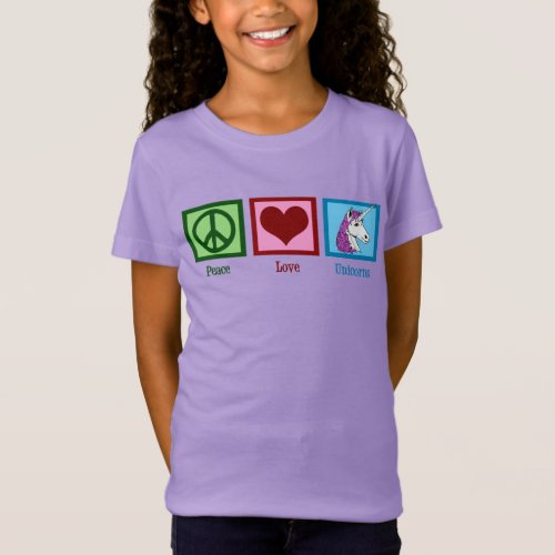 Peace Love Unicorns Kids T_Shirt