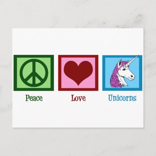 Peace Love Unicorns Postcard