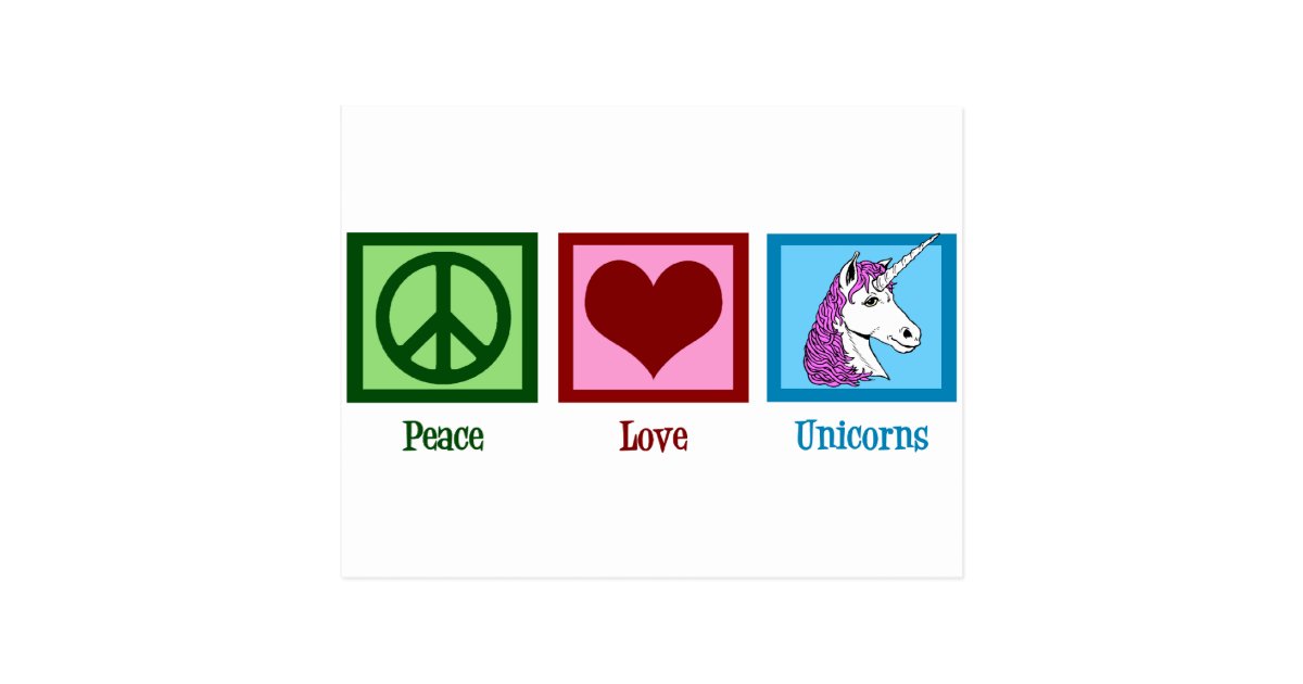 Download Peace Love Unicorns Postcard | Zazzle.com