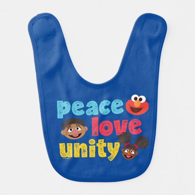 Peace Love Unity Baby Bib (Front)