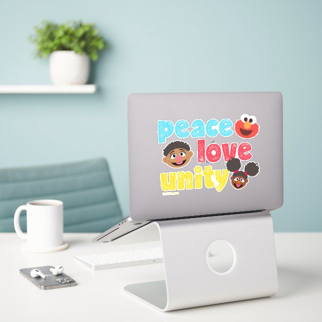 Peace Love Unity Sticker (Laptop On Desk)