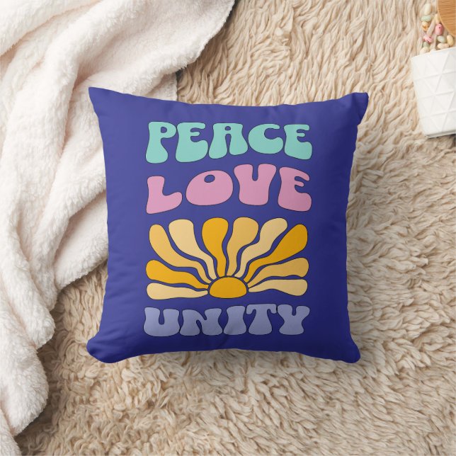 Peace Love Unity Throw Pillow (Blanket)