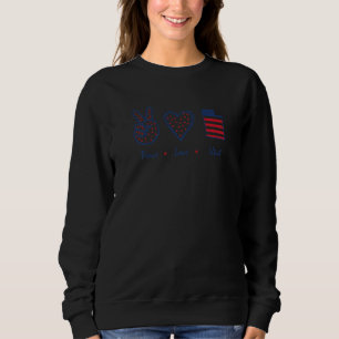 Peace Love Utah Map State 4th of July USA Flag Hea Sweatshirt