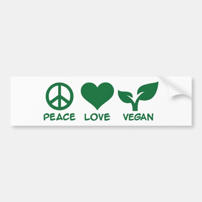 Peace love vegan bumper sticker (Front)