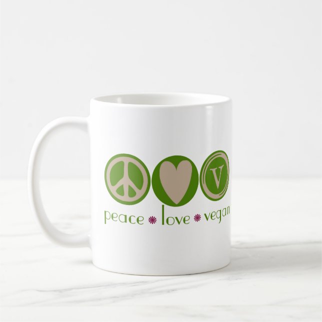 Peace Love Vegan Coffee Mug (Left)