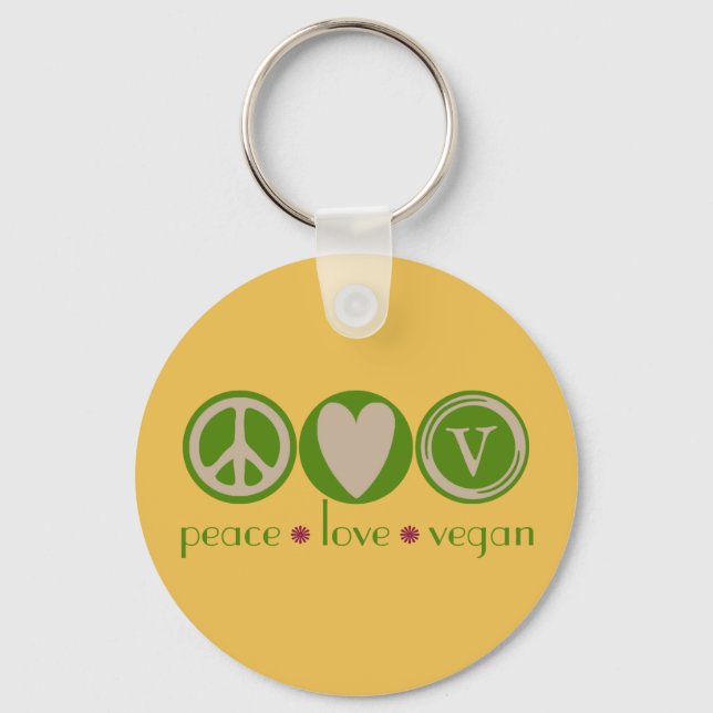 Peace Love Vegan Keychain (Front)