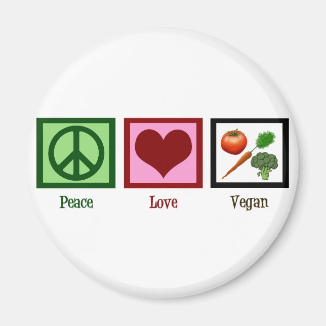 Peace Love Vegan Magnet (Front)