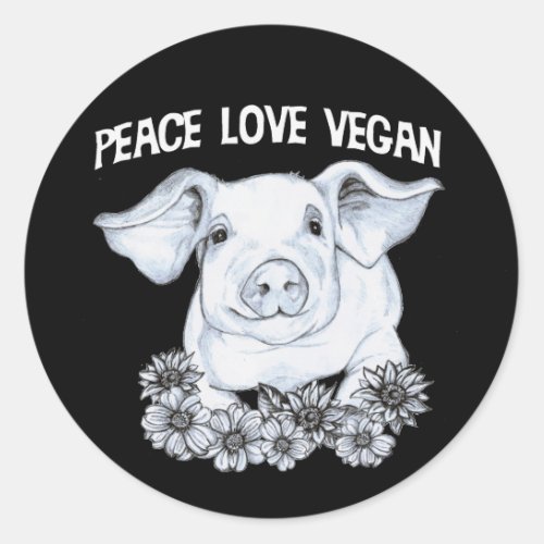 Peace Love Vegan Pig Sticker