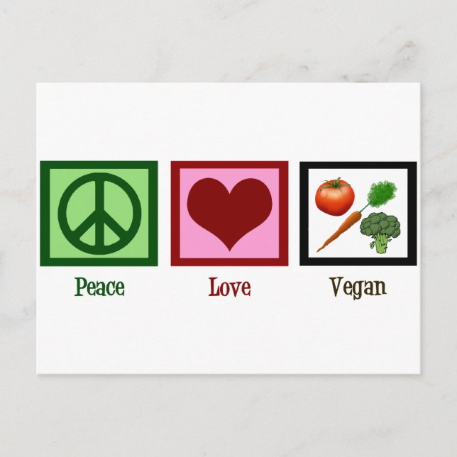 Peace Love Vegan Postcard (Front)