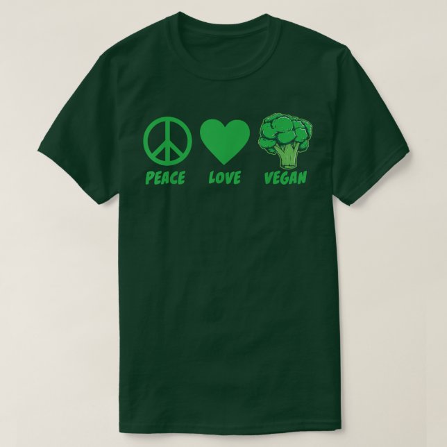 Peace Love Vegan Vegetables for Veggies Veganism V T-Shirt (Design Front)