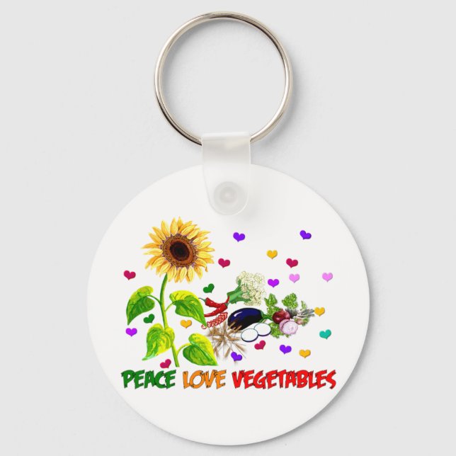 Peace Love Vegetables Keychain (Front)