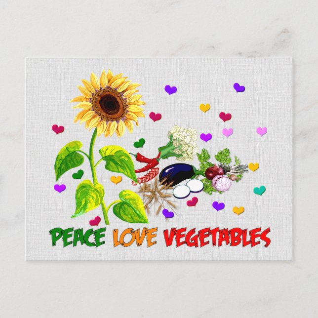 Peace Love Vegetables Postcard (Front)