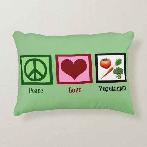 Peace Love Vegetarian Decorative Pillow