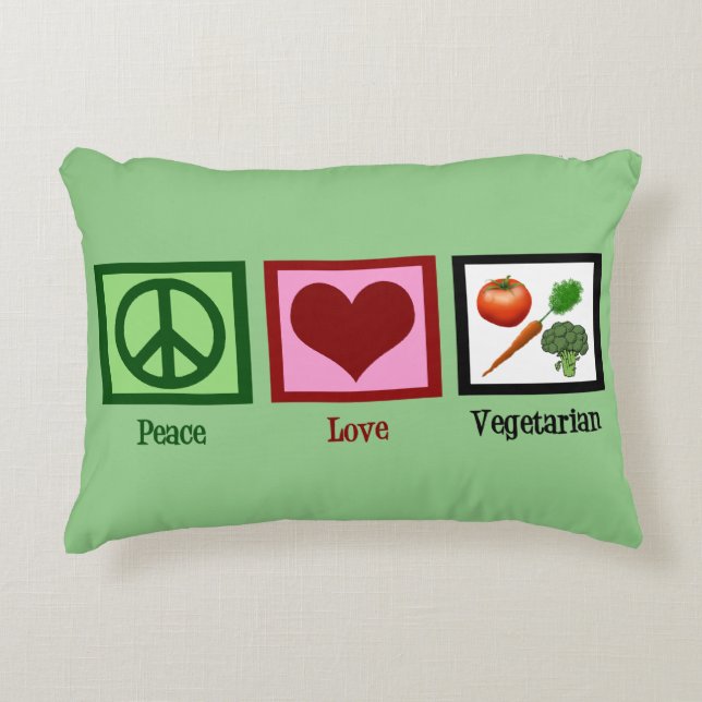 Peace Love Vegetarian Decorative Pillow (Front)