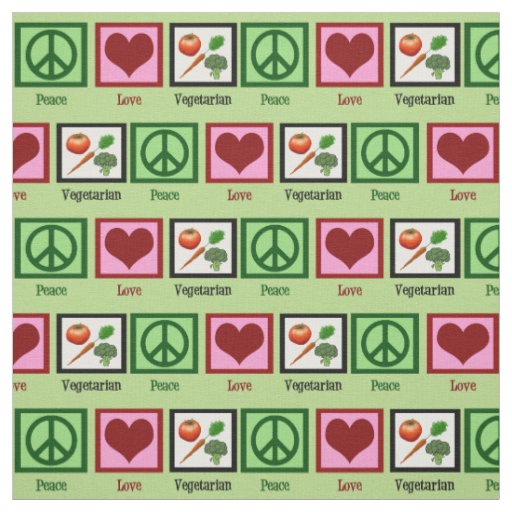 Peace Love Vegetarian Fabric