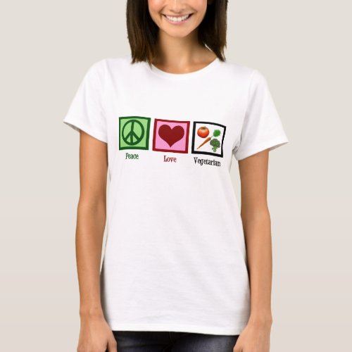 Peace Love Vegetarian Womens T_Shirt