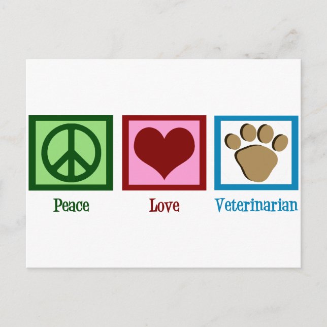 Peace Love Veterinarian Postcard (Front)