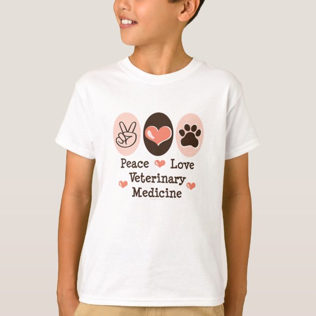 Peace Love Veterinary Medicine Kid T shirt (Front)
