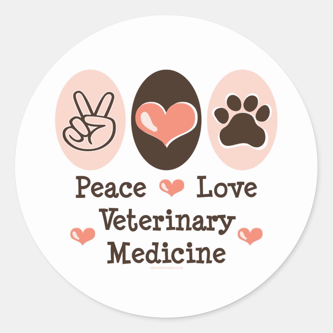 Peace Love Veterinary Medicine Stickers 20 Pk | Zazzle