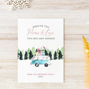 Peace & Love Vintage Van Christmas Holiday Gifts  Card