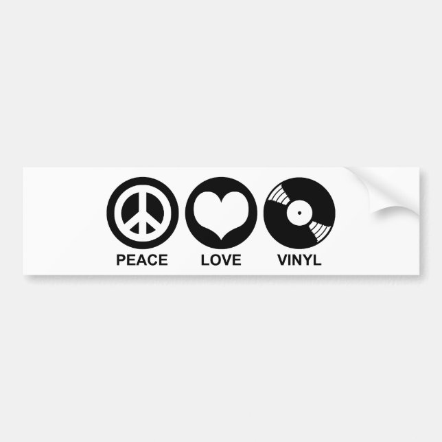 Peace Love Vinyl Bumper Sticker (Front)