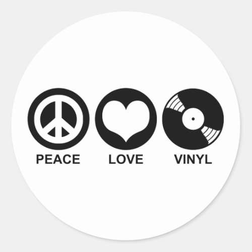 Peace Love Vinyl Classic Round Sticker