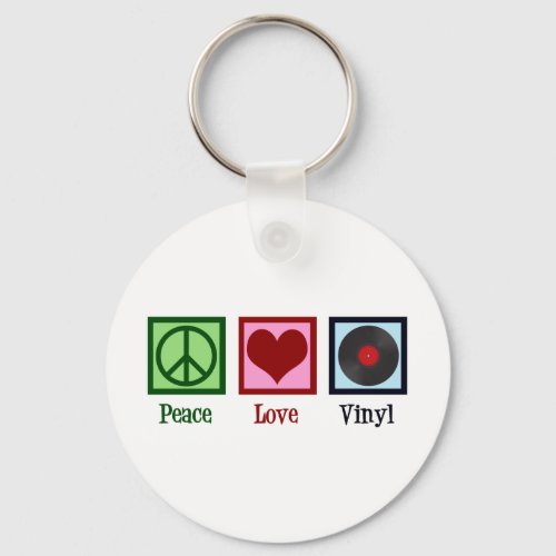 Peace Love Vinyl Records Keychain